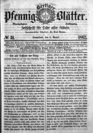 No. 31, Sonnabend, den 2. August