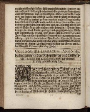 Colloquium Lipsiacum Anno 1631 [...]