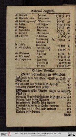 Drittes Register / derer vornehmsten Sachen