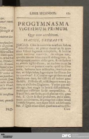 Progymnasma Vigesimum Primum. Quæ ante accubitum.