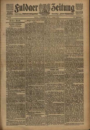 Erste Ausgabe vom Donnerstag, den 27. Januar 1910.
