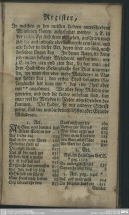 Register, In welchen zu den meisten Liedern unterschiedene Melodeyen können aufgesuchet werden ...