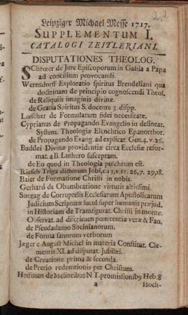 Suppl. 1: Leipziger Michael-Messe 1717