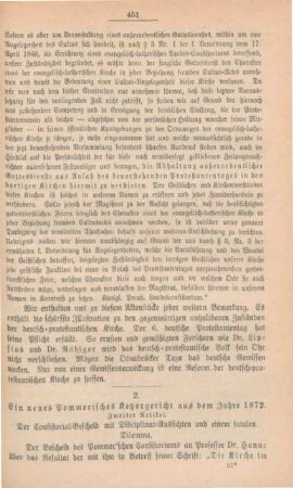 451[443]-463[455] Ein neues Pommerisches Ketzergericht aus dem Jahr 1872 : zweiter Artikel