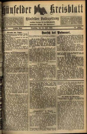 Erste Ausgabe vom Samstag, den 14. Juli 1928.
