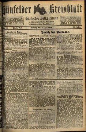 Erste Ausgabe vom Samstag, den 14. Juli 1928.