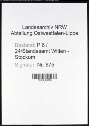 Heiratsregister Standesamt Witten-Stockum