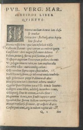 Pub. Verg. Mar. Aeneidos Liber Quintus.
