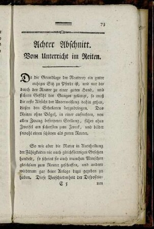 Achter Abschnitt. Vom Unterricht im Reiten.