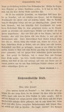 71-83 Kirchenmusikalische Briefe : V.