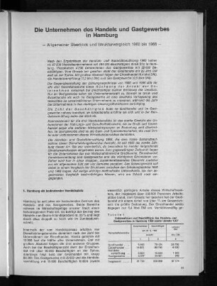 Die Unternehmen des Handels und Gastgewerbes in Hamburg : Allgemeiner Überblick und Strukturvergleich 1960 bis 1968
