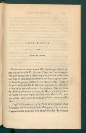 Capítulo XXXV. - Caída de Lizana.