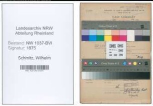 Entnazifizierung Wilhelm Schmitz , geb. 27.09.1899 (Bereitschaftsleiter)