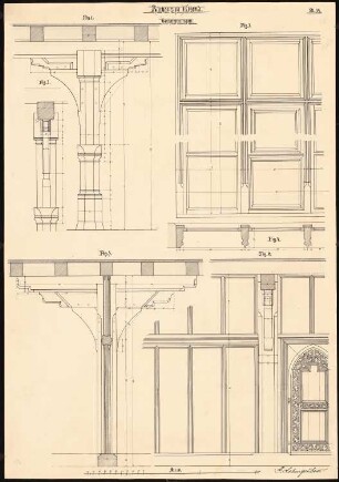 Rathaus, Alsfeld: Details Pfeiler 2. Obergeschoss, Holzverkleidung 1:10 (vgl. Inv.nr. 5540)