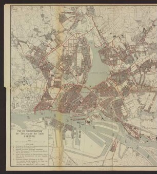 Plan zur Veranschaulichung der Sielsysteme der Stadt Hamburg