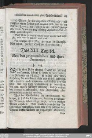 Das XIII. Capitel. Von den pronominibus und ihrer Declination.