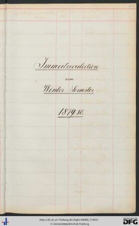 [fol. 43] Wintersemester 1879/80