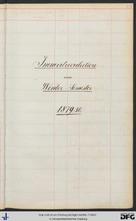 [fol. 43] Wintersemester 1879/80