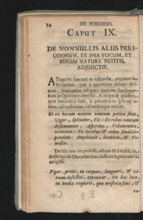 Caput IX. De Nonnullis Aliis Periodorum, Ex Ipsa Vocum, Et Rerum Natura Petitis, Adiunctis.