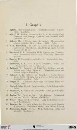 I. Graphik (Nr. 1-196)