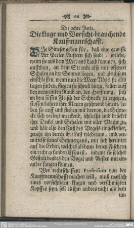 Die achte Perle. Die kluge und Vorsicht-brauchende Kauffmannschafft