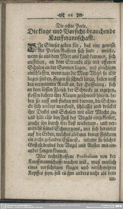 Die achte Perle. Die kluge und Vorsicht-brauchende Kauffmannschafft