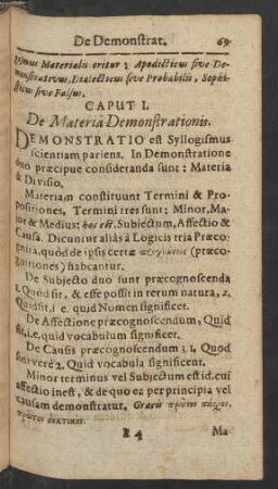 Caput I. De Materia Demonstrationis.