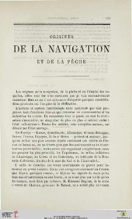 N.S. 14.1866: Origines de la navigation et de la pêche