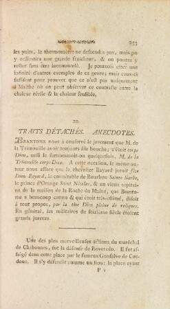 20. Traits Détachés. Anecdotes