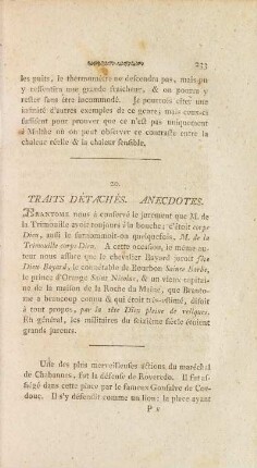 20. Traits Détachés. Anecdotes