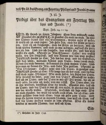 Predigt über das Evangelium am Feyertag Philippi und Jacobi.