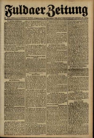 Ausgabe vom Donnerstag, den 28. November 1918.