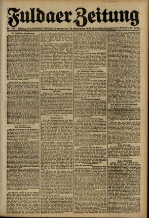 Ausgabe vom Donnerstag, den 28. November 1918.