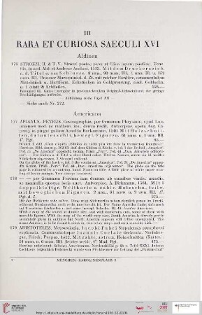 III. Rara et curiosa saeculi XVI (Nr. 176 - 339)