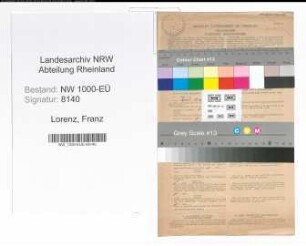 Entnazifizierung Franz Lorenz, geb. 04.10.1913 (Postschaffner)