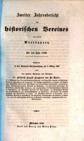Jahresbericht des Historischen Vereins von Oberbayern. 2. 1839 (1840)