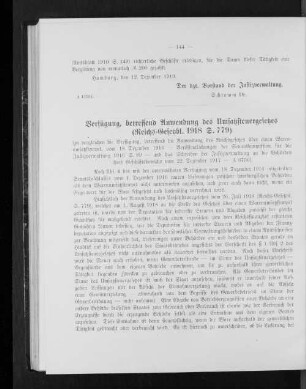 Verfügung, betreffend Anwendung des Umsatzsteuergesetzes (Reichs-Gesetzbl. 1918 S. 779)