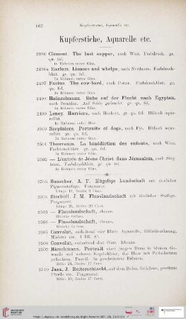 Kupferstiche, Aquarelle etc. (Nr. 2496-2555)