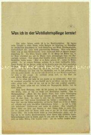 Flugschrift des Bundes Deutscher Bodenreformer mit einem Bericht über die Wohlfahrtspflege von Sophie Susmann und Aufruf zum Beitritt