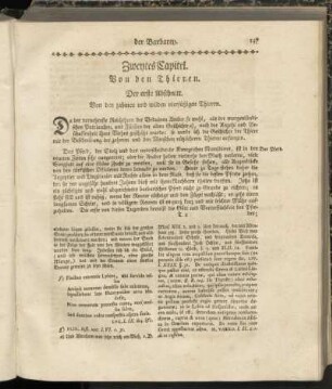 Zweytes Capitel. Von den Thieren