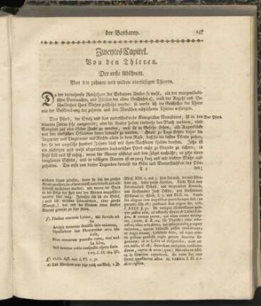 Zweytes Capitel. Von den Thieren