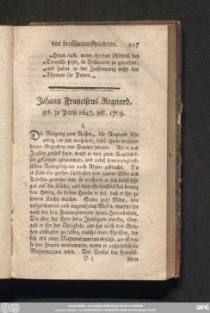Johann Franciscus Regnard, geb. zu Paris 1647, gest. 1709.