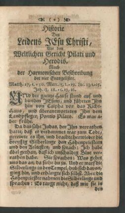 Historie Des Leidens JEsu Christi, Vor dem Weltlichen Gericht Pilati und Herodis
