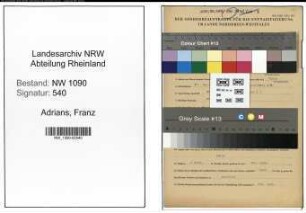 Entnazifizierung Franz Adrians , geb. 27.10.1902 (Kraftwagenfahrer)