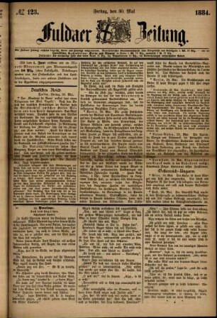 Ausgabe vom Freitag, den 30. Mai 1884.
