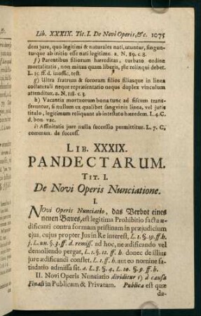 1075-1101, Tit. I. De Novi Operis Nunciatione - Tit. IV. De Publicanis & Vectigalibus & Commissis