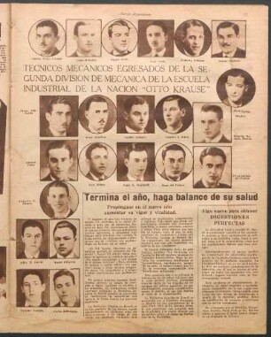 Técnicos mecánicos egresados de la segunda división de mecánica de la escuela industrial de la nación "Otto Krause" [Fotografías]