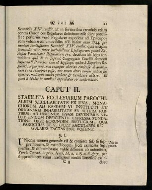 21-46, Caput II. Stabilita Ecclesiarum Parochialium Saecularitate Ex Una ...