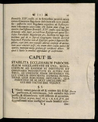 21-46, Caput II. Stabilita Ecclesiarum Parochialium Saecularitate Ex Una ...
