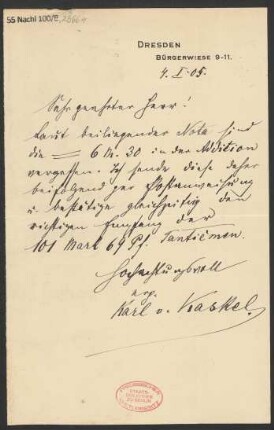 Brief an B. Schott's Söhne : 04.01.1905
